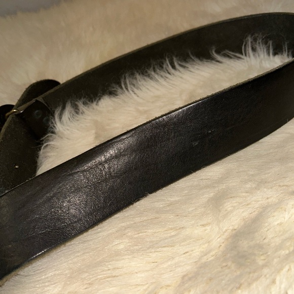 VTG CYDWOQ Distressed Wide Leather Belt w/Floral Boho Buckle #23636-50 36”-37” - Picture 2 of 16